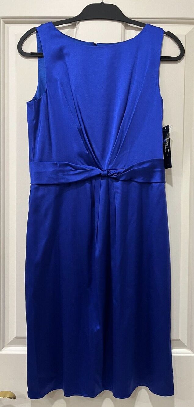 TAHARI NWT sz 6 Arthur S. Levine Blue Dress Satin Sleeveless Cocktail Silk NEW